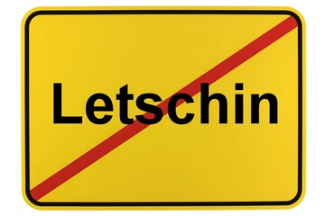 Illustration eines Ortsschildes der Gemeinde Letschin in Brandenburg