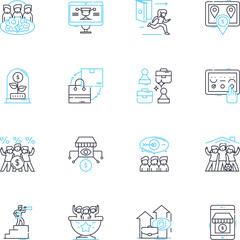 Technological innovation linear icons set. Disruption, Breakthrough, Disruptive, Cutting-edge, Piering, Futuristic, Innovative line vector and concept signs. Game-changing,Revolutionary,Radical