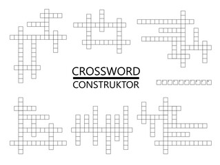 Crossword constructor puzzle squares empty set isolated on background.Crossword vector magazine and newspaper template. SVG