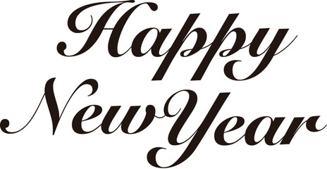 Happy New Year Logo. Abstract Hand drawn creative calligraphy vector logo design. New year Logo Design