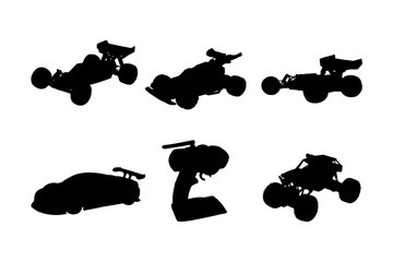 Set of silhouettes of radio controlled cars - obrazy, fototapety, plakaty