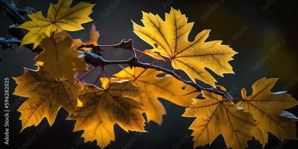 Poster autumn leaves on a maple tree generative ai