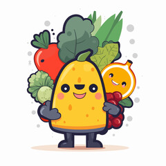 Organic food. Farm products. Vegetable and fruit stall. Small food market. Healthy lifestyle. Cartoon vector illustration. label, sticker, t-shirt printing