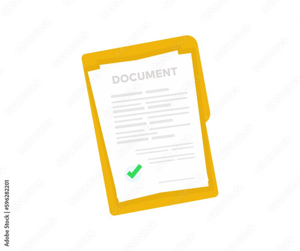 Poster document symbol logo design. document. folder with stamp and text. contract signing. contract agreem