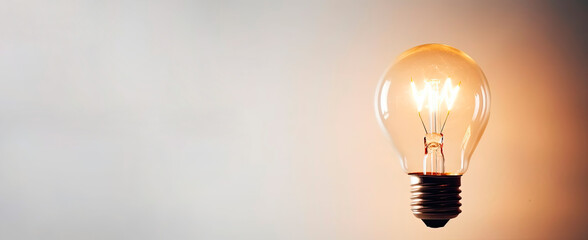 Light bulb on smooth background. Idea concept. Generative AI