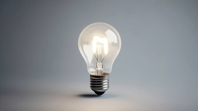 Light bulb on smooth background. Idea concept. Generative AI