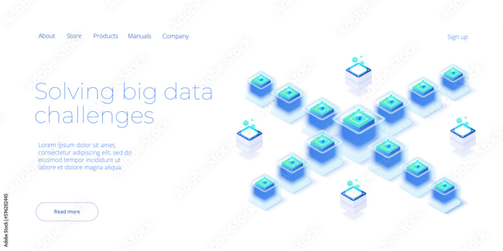 Aufkleber big data technology in isometric vector illustration. information storage and analysis system. digit