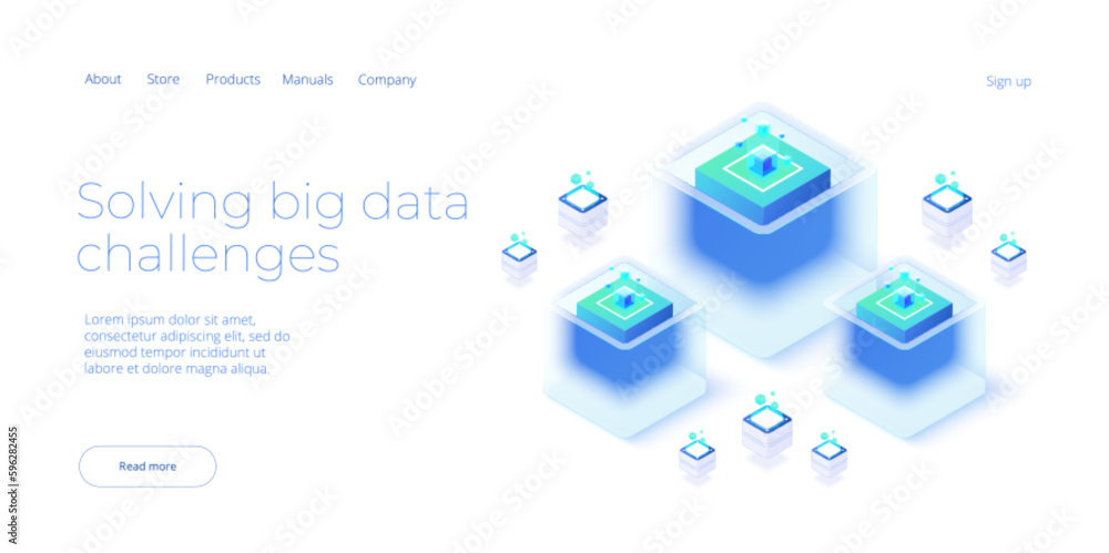 Aufkleber big data technology in isometric vector illustration. information storage and analysis system. digit