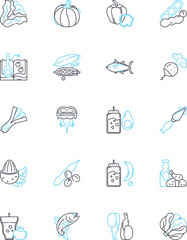 Sweet treat linear icons set. Candy, Dessert, Chocolate, Cupcake, Cookie, Brownie, Ice cream line vector and concept signs. Pie,Cake,Fudge outline illustrations