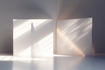 Light background mock up for presentation with decorative white panels and soft light Created by Generative Ai