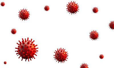 Attack of viruses, germs and bacteria. Red virus mockup.Medicine concept.