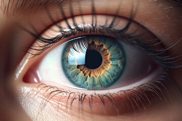 Fototapeta na wymiar Human eye close-up. Generative AI.