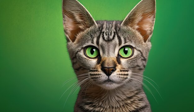 Close-up of a green screen with a vertical picture of a madagascar cat Generative AI