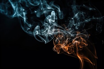detailed orange-blue smoke on a black background made with Generative AI
