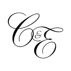 CE Calligraphy Monogram initial letters logo