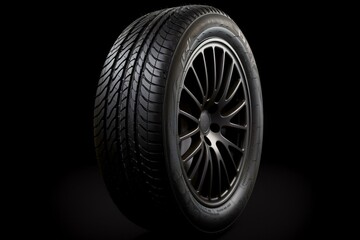 Fototapeta na wymiar Single car tire on white background. Generative AI