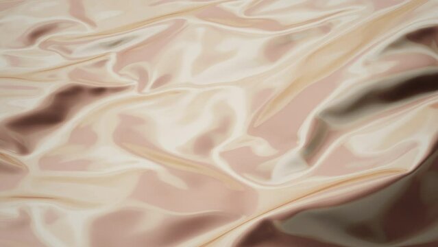 3d render animation abstract tenderness beige brown silk milky cream background wave cloth luxury satin pastel color fabric tissue waving wavy texture fluttering material motion design ads wallpaper