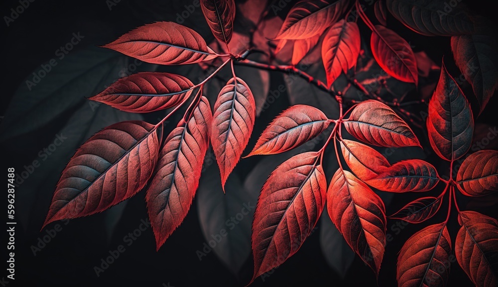Poster red leaves in a vertical shot generative ai