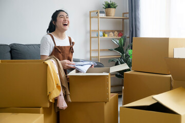 Modern female people in moving home apartment leisure indoor activity alone.