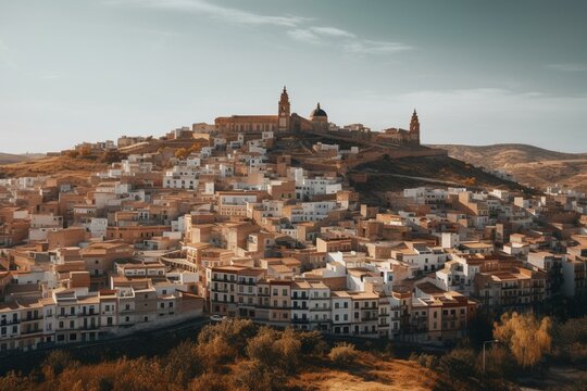 Marchena, a Spanish city in Andalusia, displayed against a background image. Generative AI