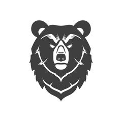 Aggressive bear muzzle furry head angry predator monochrome vintage icon design vector