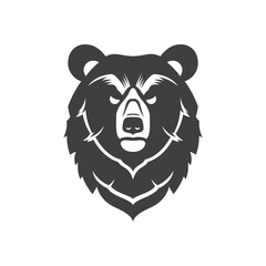 Aggressive bear muzzle furry head angry predator monochrome vintage icon design vector