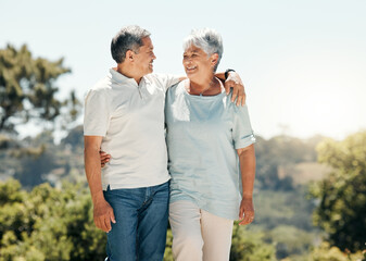 Lets walk the journey of life together. Shot of senior couple spending time together in nature.