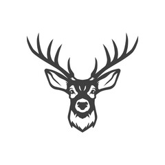 Reindeer horned wild mammal animal head hunting vintage icon design vector illustration