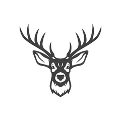 Naklejka premium Reindeer horned wild mammal animal head hunting vintage icon design vector illustration