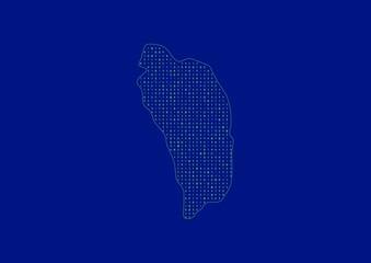 Dominica map for technology or innovation or internet concepts. Minimalist country border filled with 1s and 0s. File is suitable for digital editing and prints of all sizes.