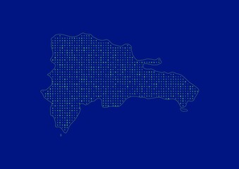 Obraz premium Dominican Republic map for technology or innovation or internet concepts. Minimalist country border filled with 1s and 0s. File is suitable for digital editing and prints of all sizes.