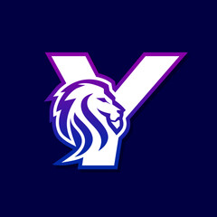 Letter Y Lion Logo Design, Gaming Sport Icon