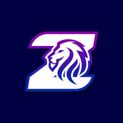 Letter Z Lion Logo Design, Gaming Sport Icon