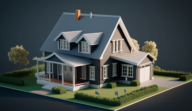 Home model with home loan concept, AI Generative.