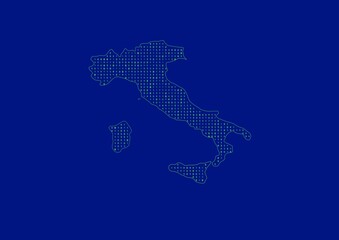 Italy map for technology or innovation or internet concepts. Minimalist country border filled with 1s and 0s. File is suitable for digital editing and prints of all sizes.