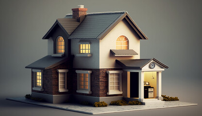 Home model with home loan concept, AI Generative.