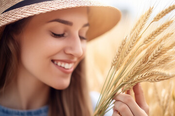 Harvesting Grace: Woman Holding Wheat