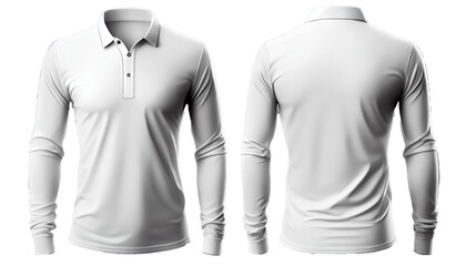Polo shirt Long Sleeve print mockup,  3d render, Front and back, copy space, Generative AI