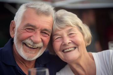 A senior couple enjoying a bar on vacation