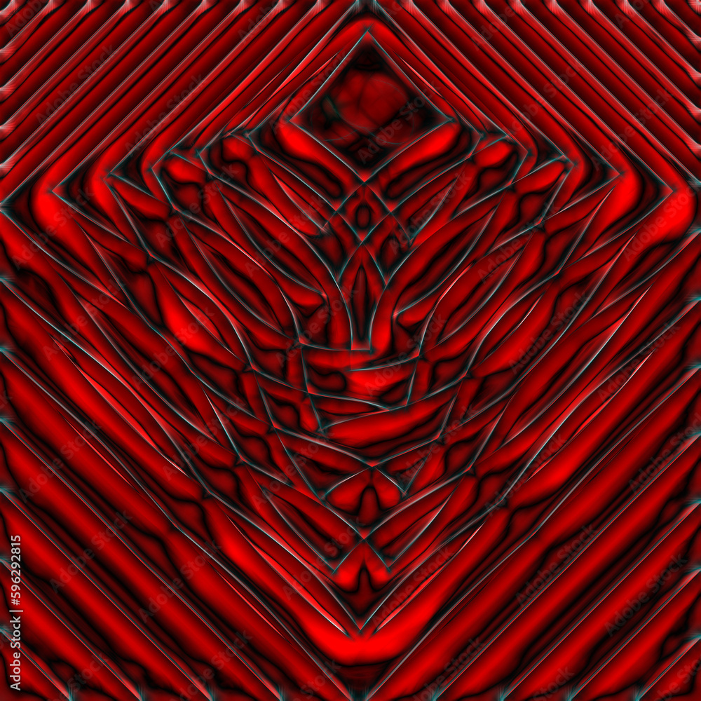 Poster red and scarlet concentric pattern and design on black background