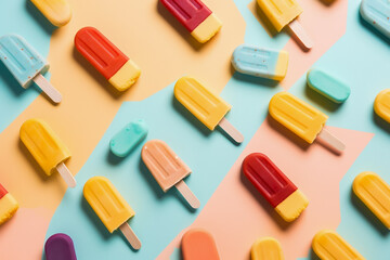 Popsicle Colorful Frozen treats sweet dessert summer sweet background wallpaper ice cream by AI Generative