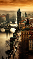 Obraz premium Charles Bridge in Prague. Breathtaking travel destination place. Generative AI