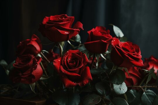 image of red roses. Generative AI