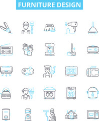 Furniture design vector line icons set. Furniture, Design, Upholstery, Chair, Table, Sofa, Sectional illustration outline concept symbols and signs