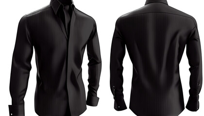 Spread Collar Dress Shirt print mockup,  3d render, Black color Front and back, copy space, Generative AI