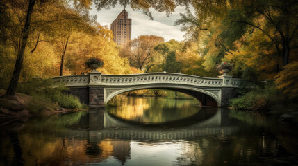 Central Park in New York. Breathtaking travel destination place. Generative AI - obrazy, fototapety, plakaty