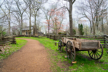 Fototapeta na wymiar A Wagon at Lincoln Boyhood National Memorial, Indiana