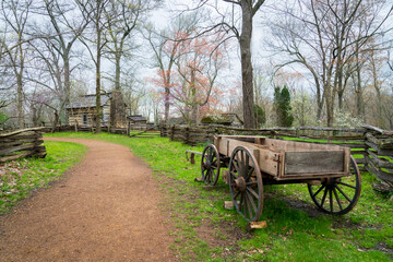 Fototapeta na wymiar A Wagon at Lincoln Boyhood National Memorial, Indiana