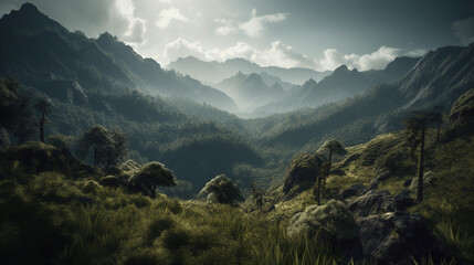 mountains in the morning