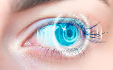 Close up of an eye and vision test